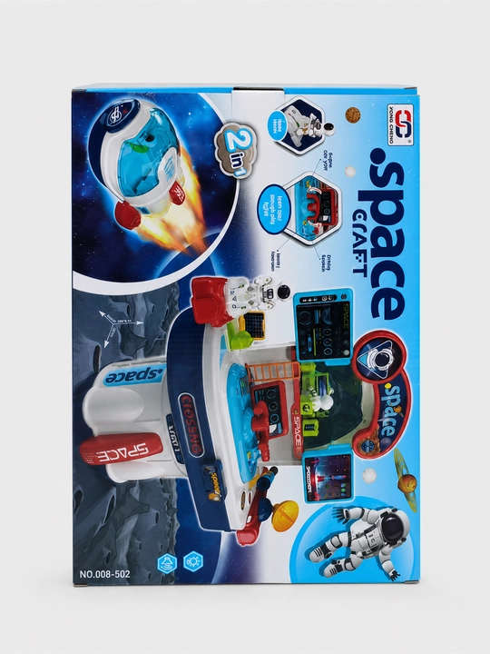 Space Craft 2-in-1 Kosmik stansiya o'yinchoq to'plami raketa bilan, Xiong Cheng NO.008-502