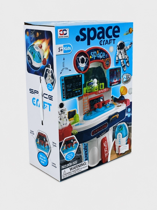 Space Craft 2-in-1 Kosmik stansiya o'yinchoq to'plami raketa bilan, Xiong Cheng NO.008-502