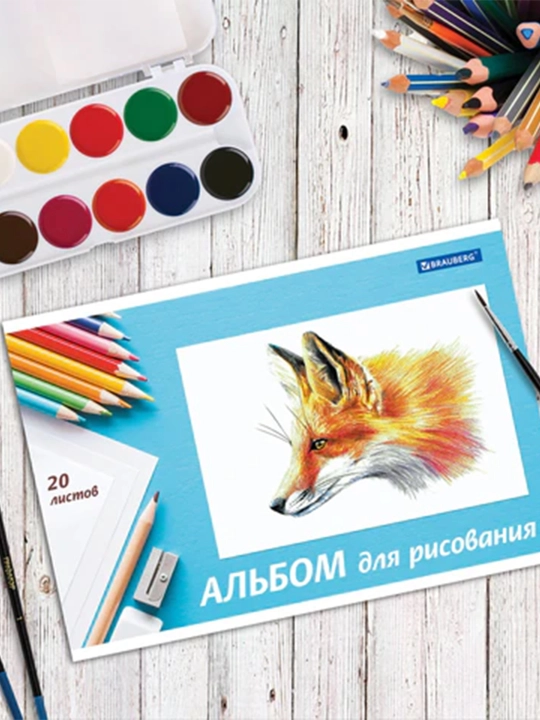Rasmlar albomi. A4 20 varaqli, skoba karton muqova, BRAUBERG, 200x283 mm, hayvonlar rasmi, - 