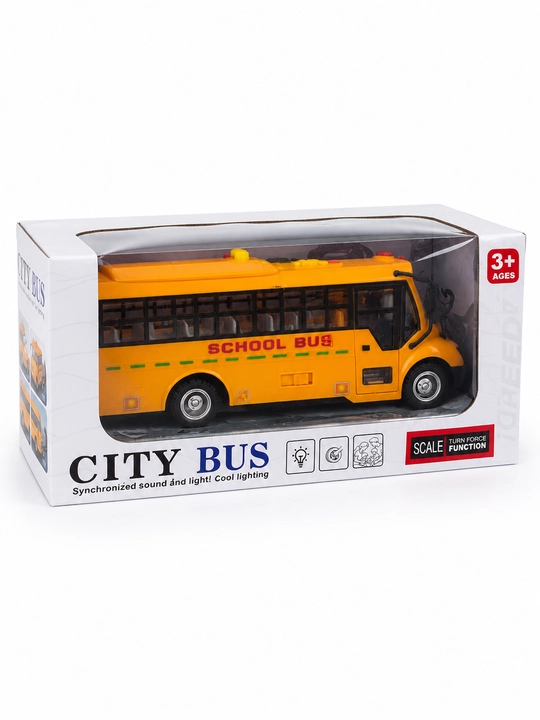 Musiqali va chiroqli shahar avtobusi o‘yinchoq, City Bus bolalar uchun - 