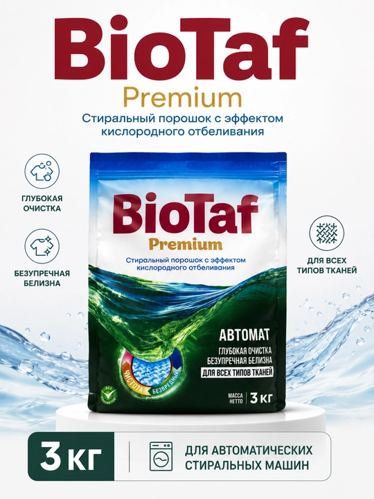 BioTaf Premium — премиальный стиральный порошок с эффектом кислородного отбеливания! - 