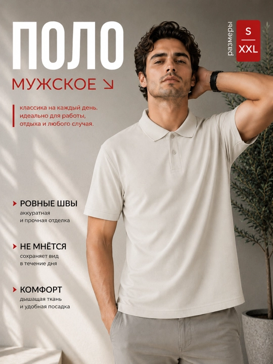 Erkaklar uchun 100% paxta pike polo, klassik bichimli, kalta yengli, S-XXL o‘lchamlarda