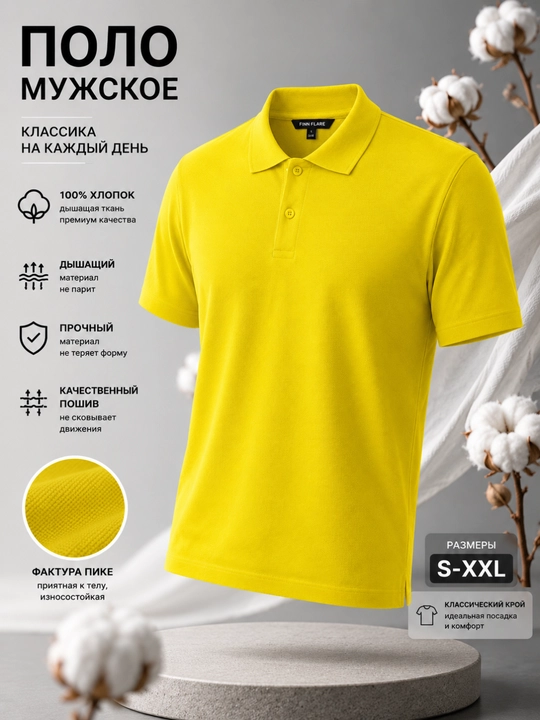 Erkaklar uchun 100% paxta pike polo, klassik bichimli, kalta yengli, S-XXL o‘lchamlarda