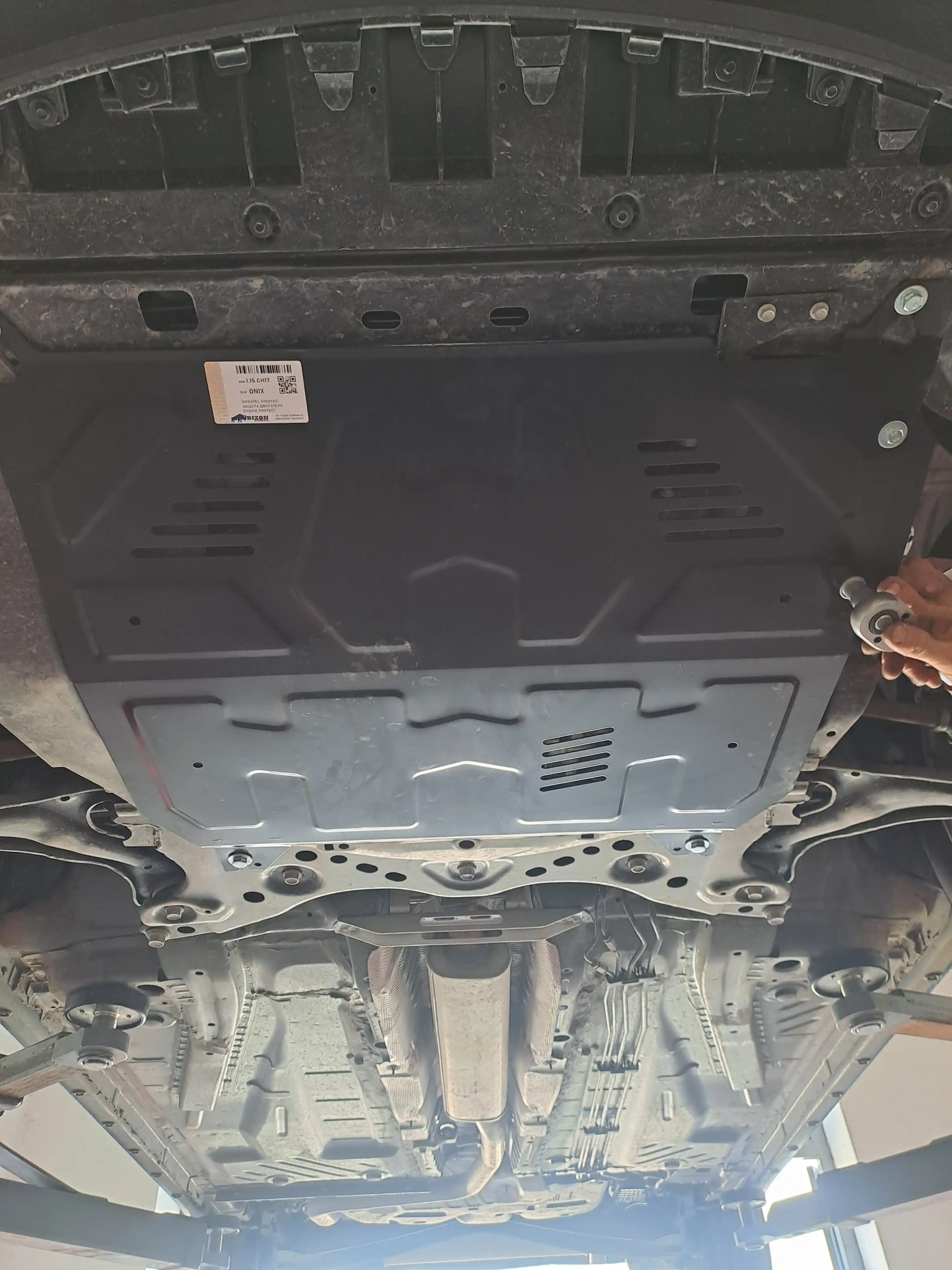 Karter dvigatelining himoyasi +kpp, bizon, Chevrolet ONIX uchun, po'lat va mahkamlagichlar