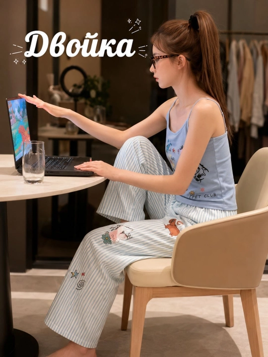 Ayollar pijamasi, yengil pijama, komplekt, uy kiyimi,