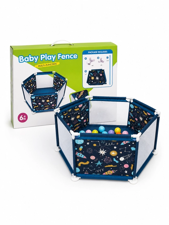 Детский игровой манеж Baby Play Fence, складная игровая зона с космическим дизайном