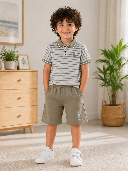 Детский комплект поло, удобный, летняя повседневная одежда футболка шорты