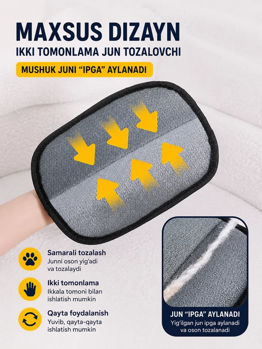 Перчатка для вычесывания шерсти кошек и собак, груминг-рукавица антистатическая