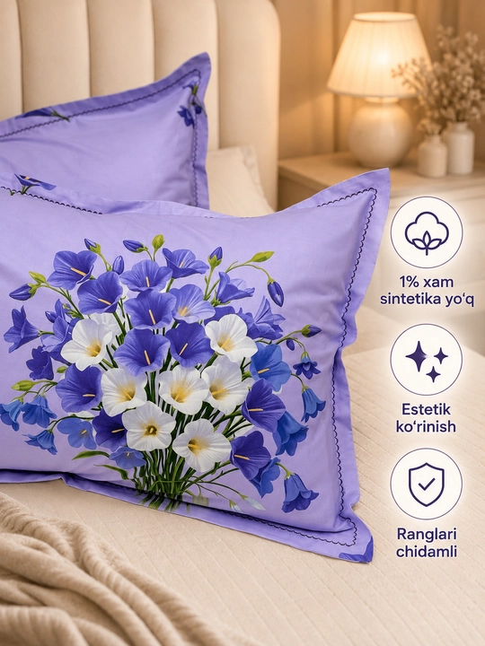 Yostiq jildi 70x50, Super satin, 2 dona ,100% paxta