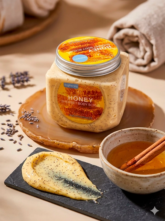 Скраб для тела Wokali Мёд Sherbet 500мл — Питание + Осветление, Морская соль