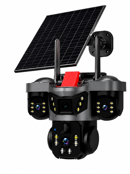 Quyosh panelli va tokli SIM kartali kuzatuv kameralari Full HD 4+4+4=12 megapixe