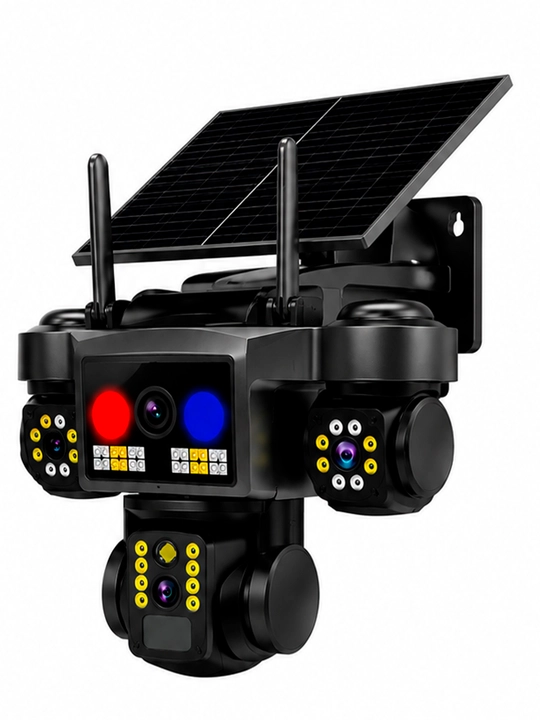 Quyosh panelli va tokli SIM kartali kuzatuv kameralari Full HD 4+4+4=12 megapixe