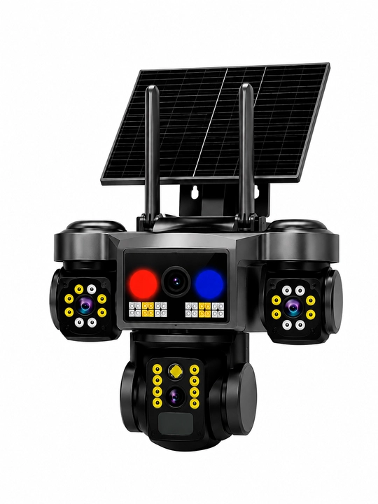 Quyosh panelli va tokli SIM kartali kuzatuv kameralari Full HD 4+4+4=12 megapixe