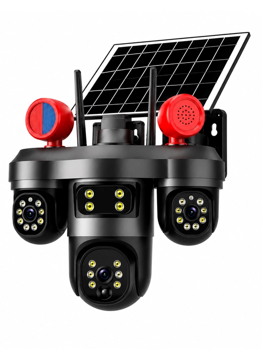 Quyosh panelli va tokli SIM kartali kuzatuv kameralari Full HD 4+4+4=12 megapixe