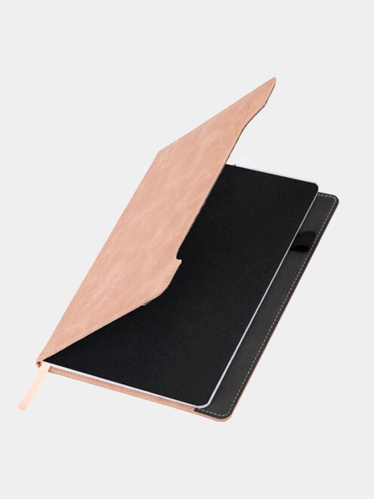 BRAUBERG bej biznes bloknoti, A5, 165x218 mm, teri ostiga mo‘ljallangan soft-touch, tutqich, 80 varaq, katakli