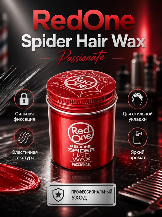 Red One Spider Hair Wax Passionate — mum-sochlar uchun o'rgimchak to'ri, kuchli fiksatsiya - 