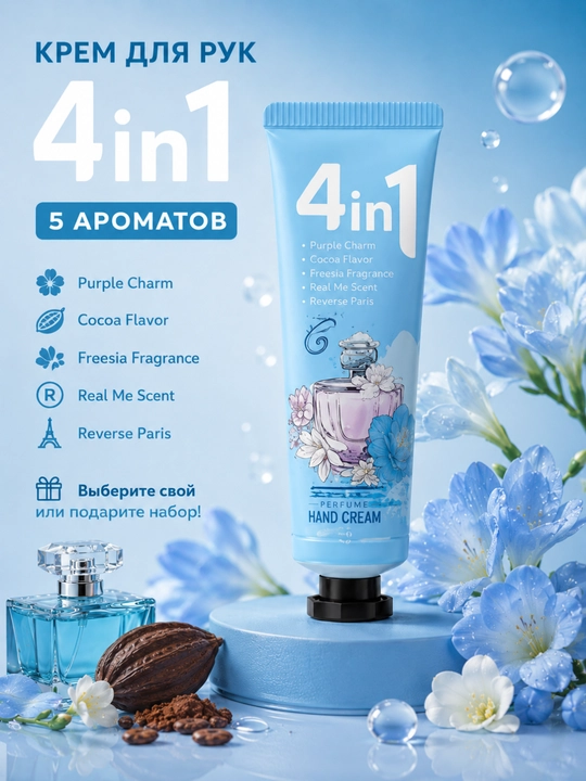 4in1 Aromatli Qo‘l Kremi To‘plami 5 Xil Hidli Namlantiruvchi Parfyumli Krem - 