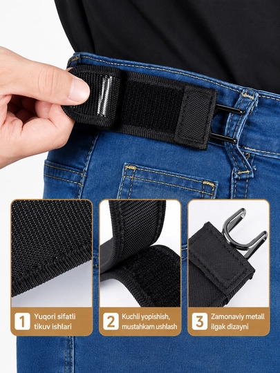 Elastik Universal Kamar — Metall Tokali, Erkak va Ayollar Uchun - 
