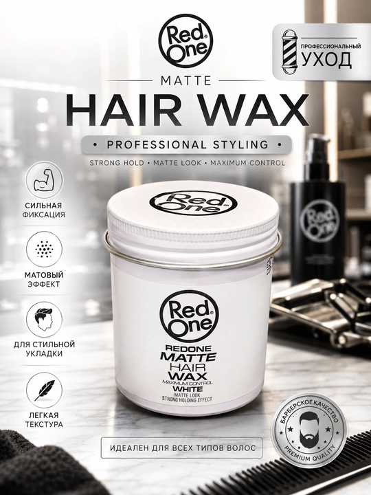 Red One Mat Hair Wax White - mat soch mumi, kuchli fiksatsiya va uslublar - 