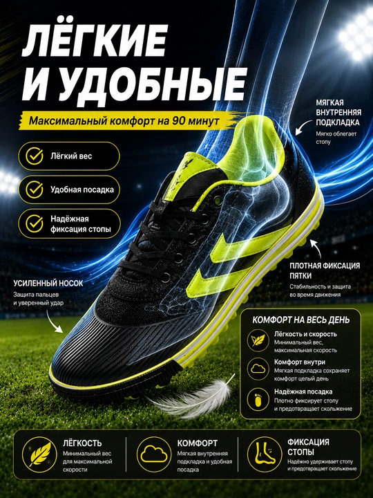Футбольные сороконожки, бутсы для футбола, спортивная обувь для тренировок и игр