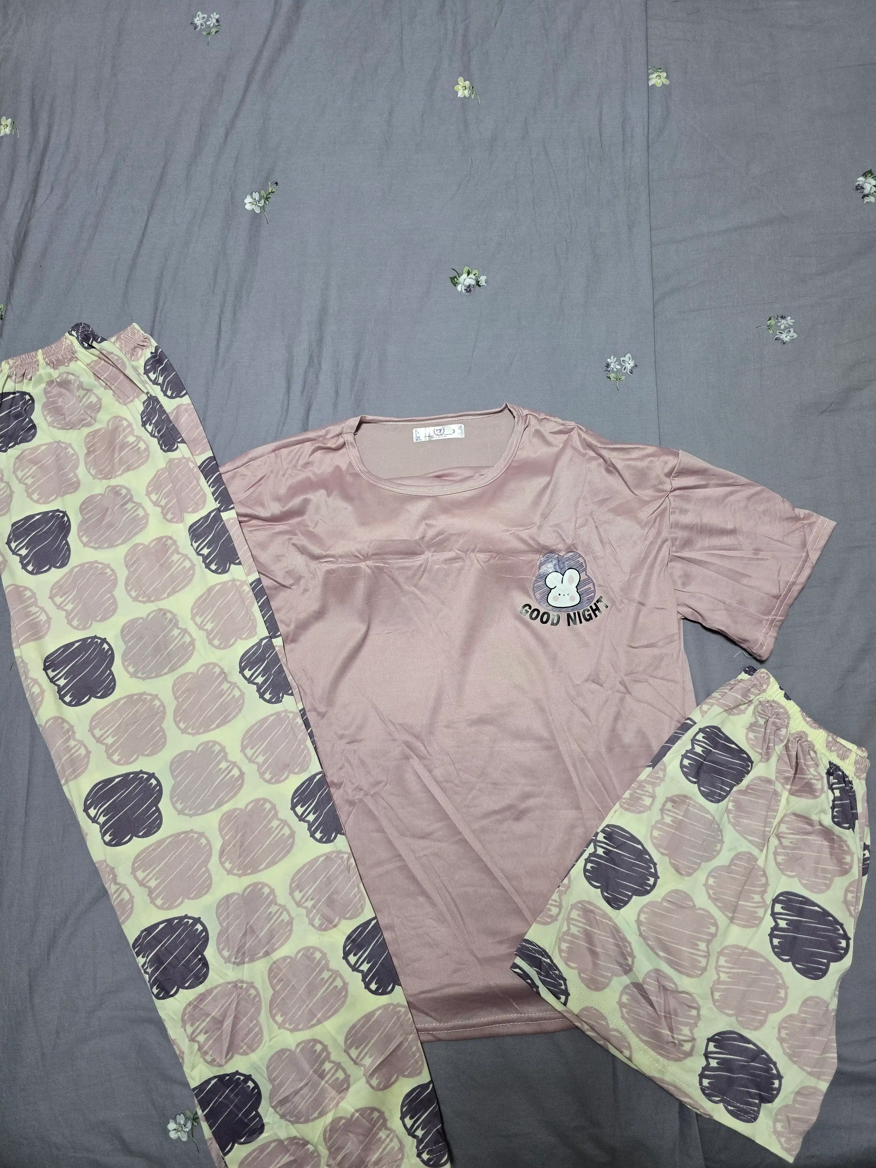 Ayollar uchun uch qismli pijama, 3v1, keng, o‘lchamlari M-3XL