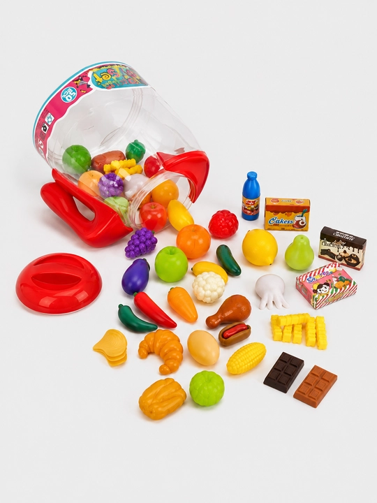 Игровой набор продуктов и фруктов для детей в контейнере – 50 предметов