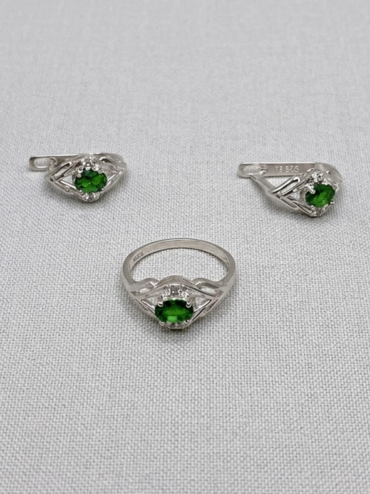 Комплекты серебряные из кольца и серёг 925 пробы - 
