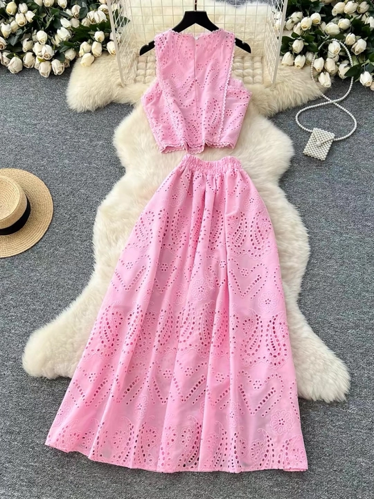Ayollar uchun top va uzun yubka komplekti, yozgi ikki qismli elegant kostyum
