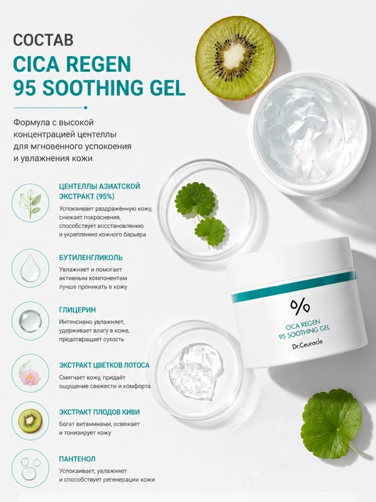 Успокаивающий гель для лица Dr.Ceuracle Cica Regen 95 Soothing Gel, 110 гр