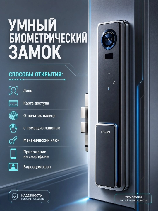 Умный дверной замок FAWEI Smart lock. Умный замок для входной двер - 