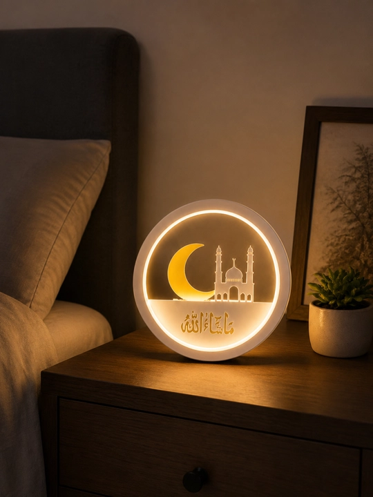 Islomiy LED devor chirog‘i 25x25 sm, Oy va Masjid dizayni, 220V dekor lampa