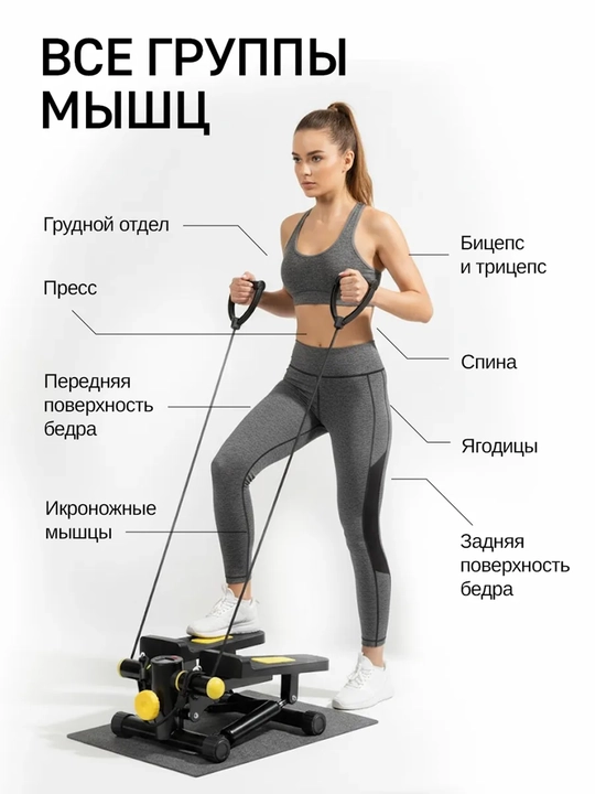 Степпер ENVITY E153 тренажёр для дома с эспандерами тренажёр для ног, ягодиц и похудения