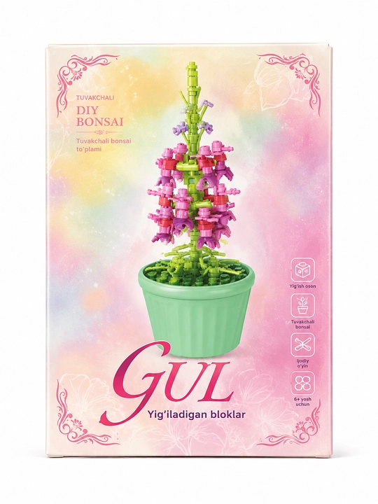 Gul konstruktori, tuvakchali DIY bonsai yig‘iladigan bloklar - 