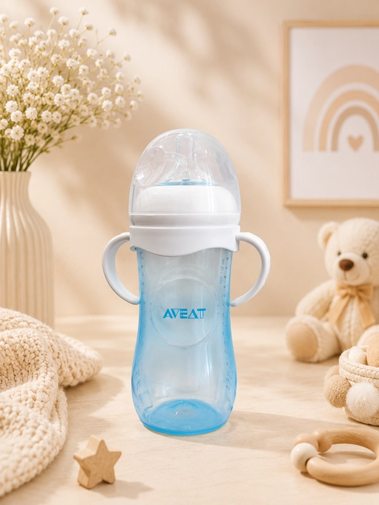 AVEAT bolalar uchun silikon nipelli tutqichli ichimlik butilkasi 330 ml (6+ oy)