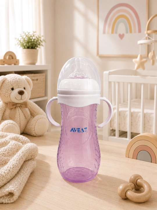 AVEAT bolalar uchun silikon nipelli tutqichli ichimlik butilkasi 330 ml (6+ oy)