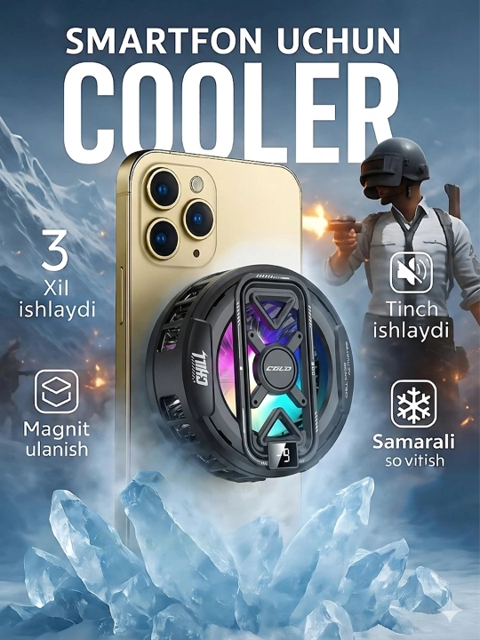 Кулер для телефона, с кабелем — Игровой кулер для игр в PUBG, Mobile Legends -19°C