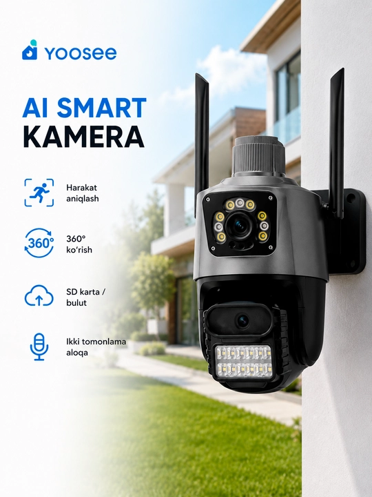 Камера видеонаблюдения работает в приложенииV380 3 объектива обзор на 360° Wi-Fi IP-камера - 