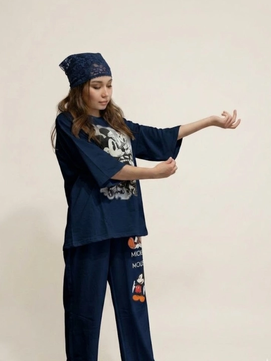 Двойка женская, oversize, свободного кроя, с широкими брюками и футболкой