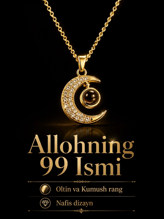 Zanjirli Marjon "Allohning 99 Ismi" – Ayollar uchun Nafis Bezak, Oltin va Kumush Rang