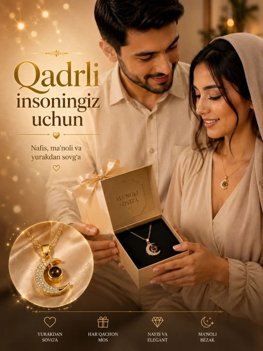 Zanjirli Marjon "Allohning 99 Ismi" – Ayollar uchun Nafis Bezak, Oltin va Kumush Rang - 