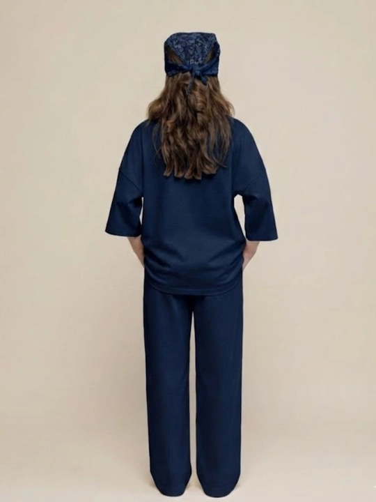 Двойка женская, oversize, свободного кроя, с широкими брюками и футболкой