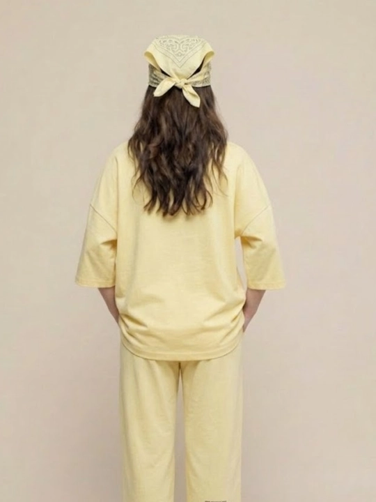 Двойка женская, oversize, свободного кроя, с широкими брюками и футболкой