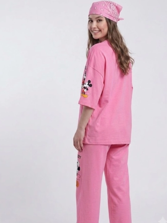 Двойка женская, oversize, свободного кроя, с широкими брюками и футболкой