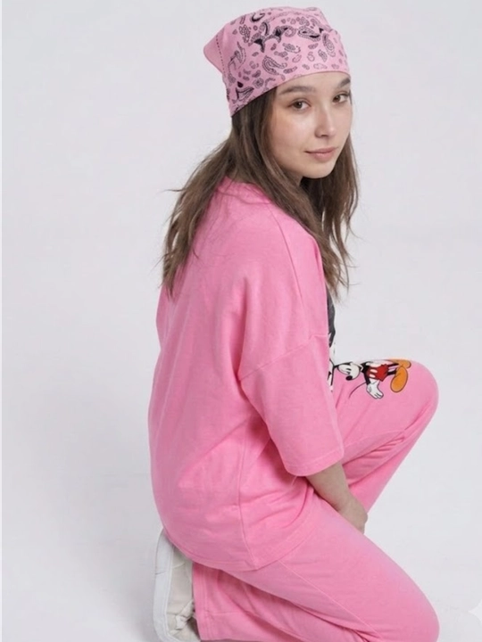 Двойка женская, oversize, свободного кроя, с широкими брюками и футболкой