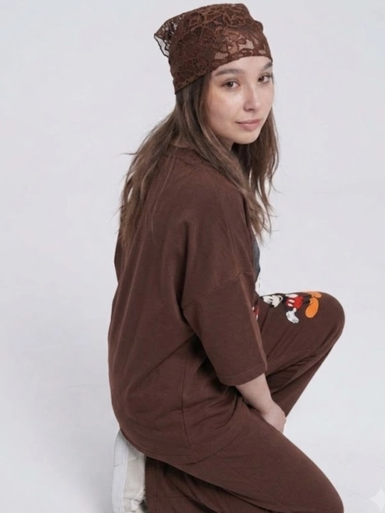 Двойка женская, oversize, свободного кроя, с широкими брюками и футболкой