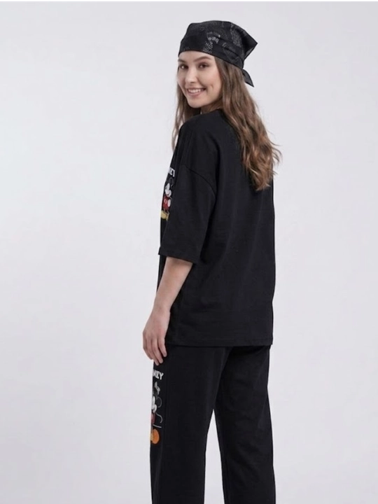 Двойка женская, oversize, свободного кроя, с широкими брюками и футболкой
