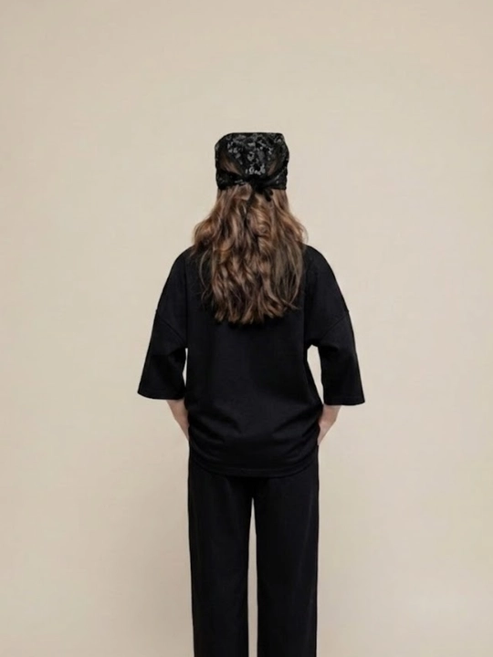 Двойка женская, oversize, свободного кроя, с широкими брюками и футболкой