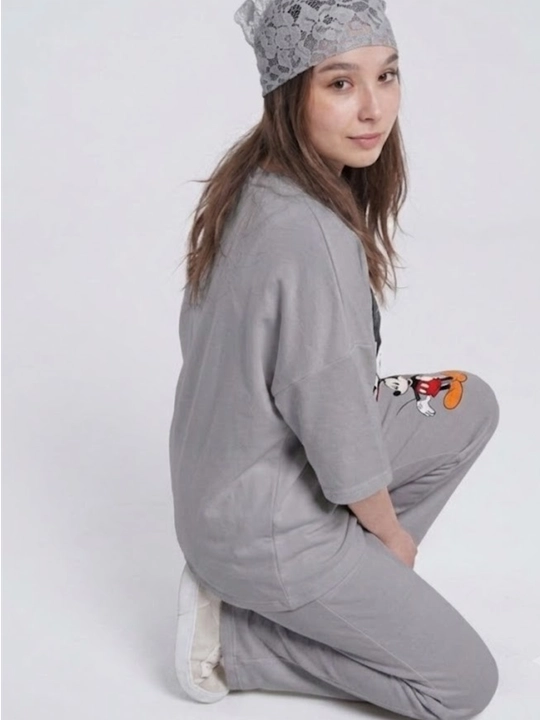 Двойка женская, oversize, свободного кроя, с широкими брюками и футболкой