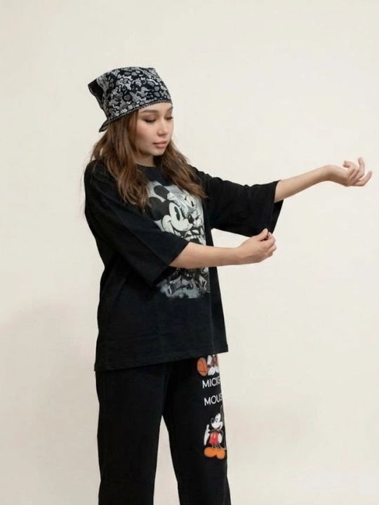 Двойка женская, oversize, свободного кроя, с широкими брюками и футболкой