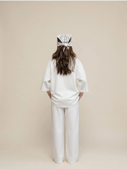 Двойка женская, oversize, свободного кроя, с широкими брюками и футболкой